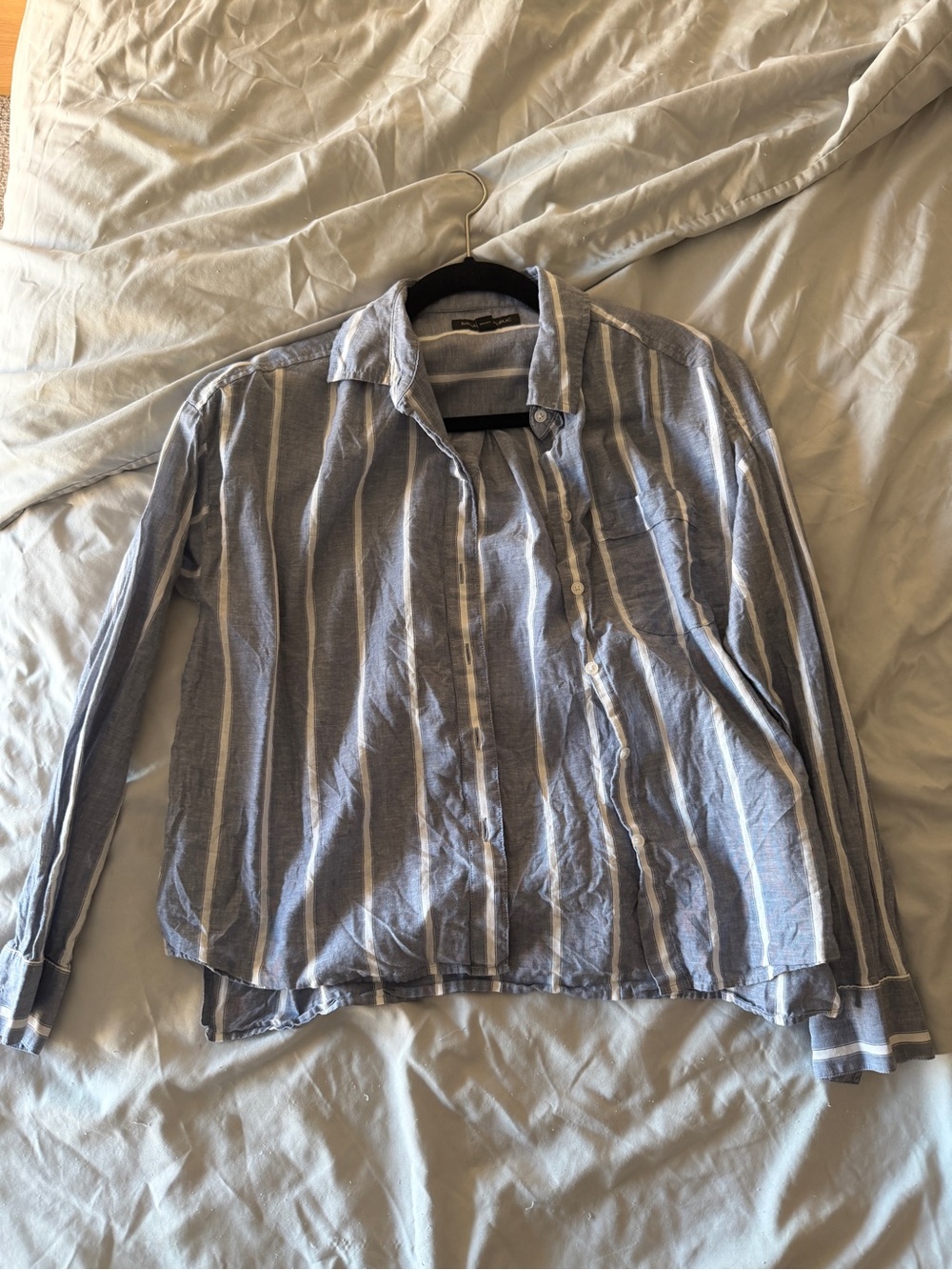 Women’s Linen Blend Banana Republic Striped Button-Up Shirt - Blue